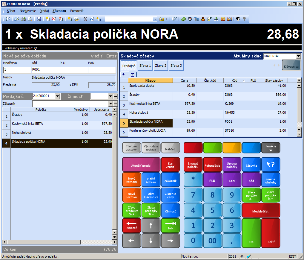 POHODA Kasa Dotykovy displej